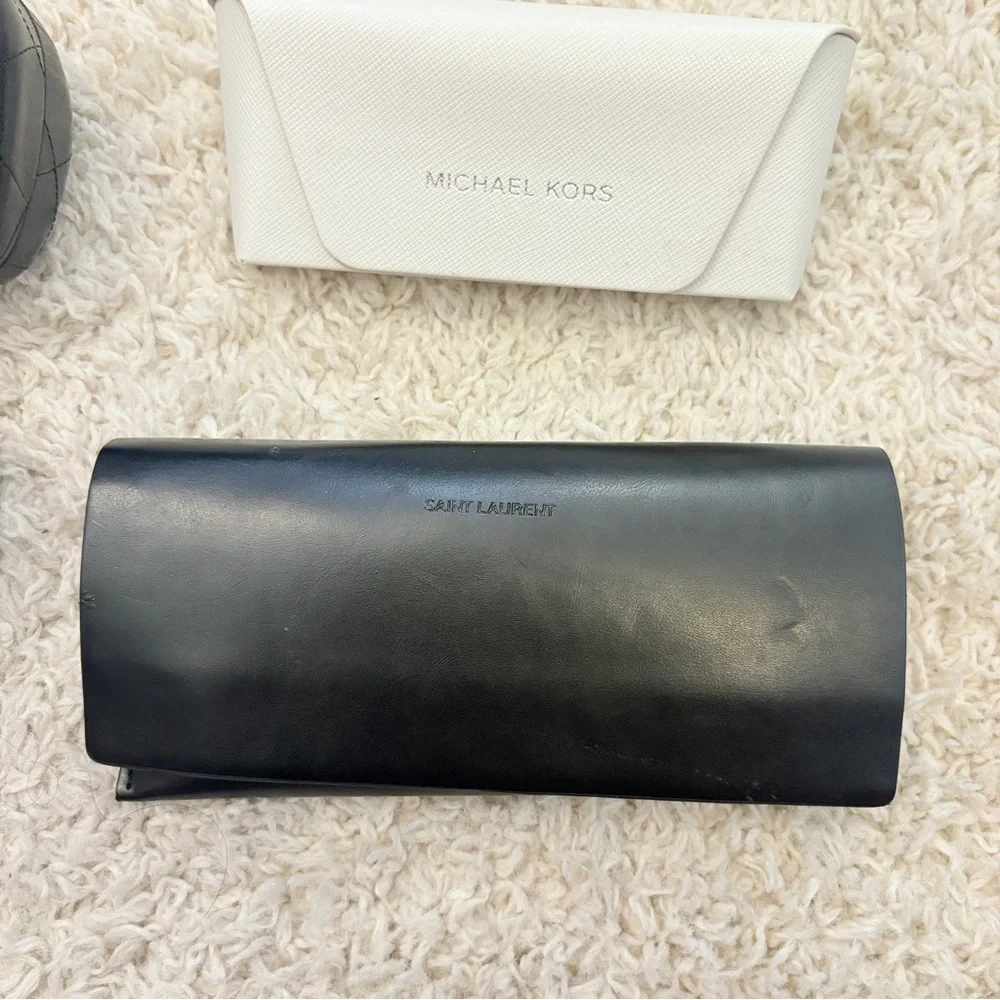 CHANEL Michael Kors YSL‎ Black Quilted Glasses Cases Lot of 4